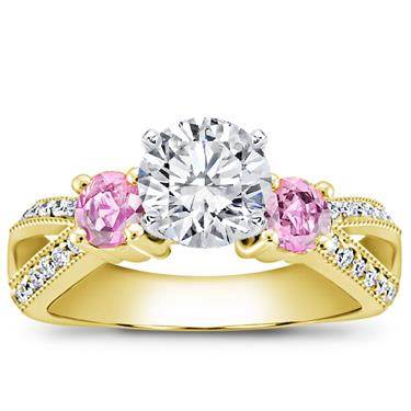 Pink Sapphire Accented Pave Setting