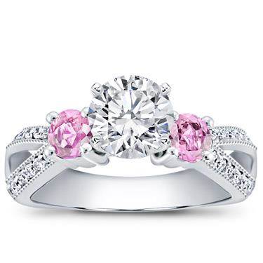 Pink Sapphire Accented Pave Setting
