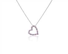 Pink Sapphire and Diamond Heart Pendant In 14k White Gold | Blue Nile