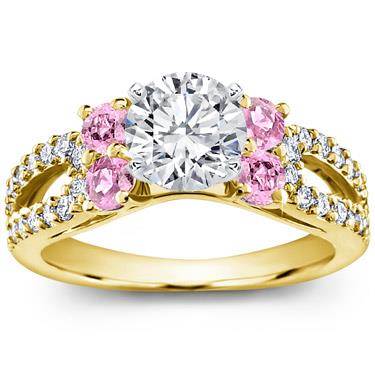 Pink Sapphire and Pave Engagement Setting
