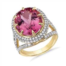 Pink Tourmaline and Diamond Ring in 18k Yellow Gold | Blue Nile