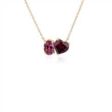 Pink Tourmaline and Rhodolite Two Stone Pendant in 14k Yellow Gold | Blue Nile