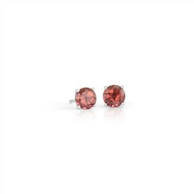 Pink Tourmaline Stud Earrings in 18k White Gold (5mm)