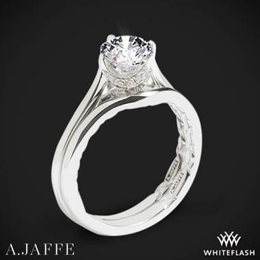 Platinum A. Jaffe ME1846Q Art Deco Solitaire Wedding Set