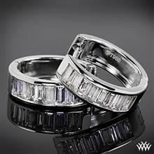 Platinum "Channel-Set Baguette" Diamond Hoop Earrings | Whiteflash