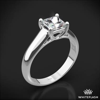 Platinum Comfort Fit X-Prong Solitaire Engagement Ring for Princess Cut Diamonds