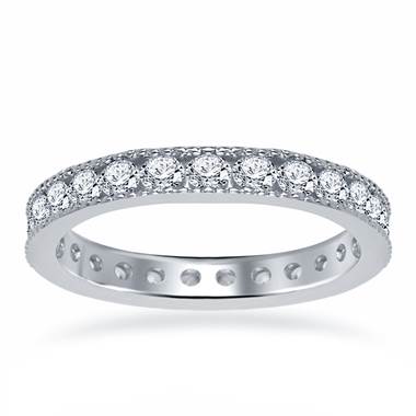 Platinum Diamond Eternity Ring Having Milgrain Border (1.15 - 1.35 cttw)