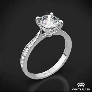Platinum Legato Sleek Line Pave Diamond Engagement Ring