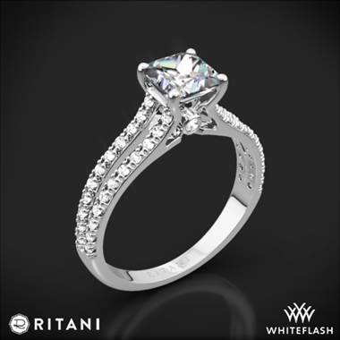 Platinum Ritani 1PCZ2488 Double French-Set 'V' Diamond Engagement Ring for Princess