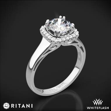 Platinum Ritani 1RZ3780 Cushion French-Set Halo Solitaire Engagement Ring