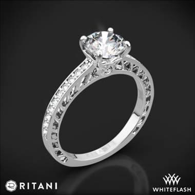 Platinum Ritani 1RZ4170 Lattice Micropave Diamond Engagement Ring