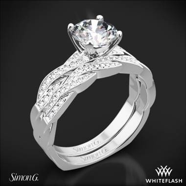 Platinum Simon G. MR1498-D Delicate Diamond Wedding Set