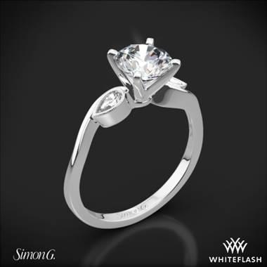 Platinum Simon G. MR2342 Dutchess Three Stone Engagement Ring