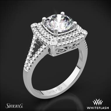 Platinum Simon G. MR2378-A Passion Double Halo Diamond Engagement Ring