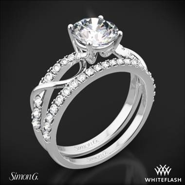 Platinum Simon G. MR2526 Fabled Crisscross Diamond Wedding Set