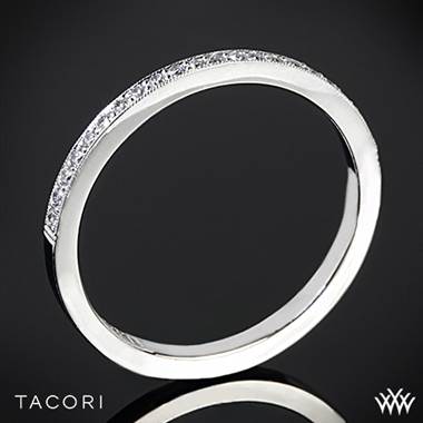 Platinum Tacori 2526 Ribbon Half Eternity Millgrain Diamond Wedding Ring