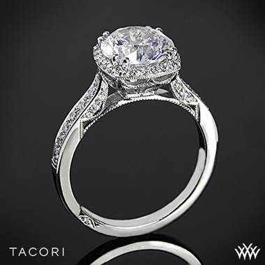 Platinum Tacori 2620RDP Dantela Crown Diamond Engagement Ring (0.37ctw, For 2ct Center Diamond)