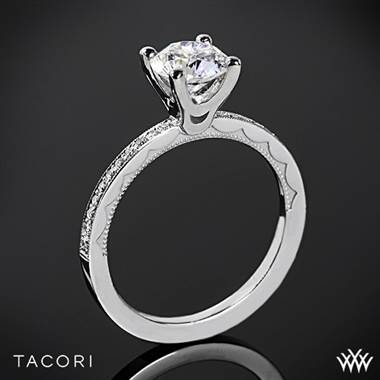 Platinum Tacori 41-1.5RD Sculpted Crescent Half Eternity Diamond Engagement Ring