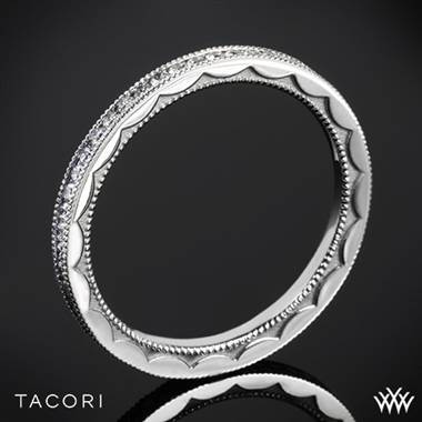 Platinum Tacori 44-1.5ET Sculpted Crescent Eternity Millgrain Diamond Wedding Ring