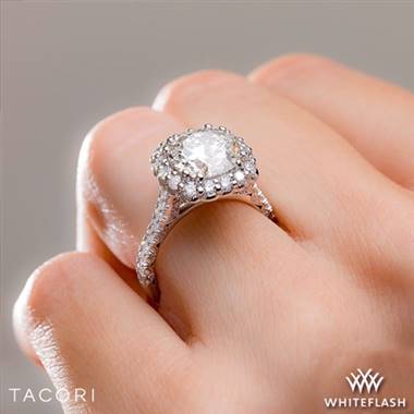 Platinum Tacori 55-2CU Full Bloom Cushion Halo Solitaire Engagement Ring