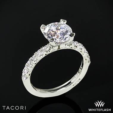 Platinum Tacori HT2545 Petite Crescent Scalloped Millgrain Diamond Engagement Ring