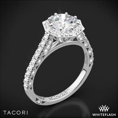 Platinum Tacori HT2555RD Petite Crescent Halo Diamond Engagement Ring