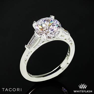 Platinum Tacori HT2657 Royal T Simply Tacori Three Stone Diamond Engagement Ring