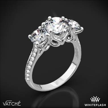 Platinum Vatche 324 Swan Three Stone Engagement Ring(0.50ctw ACA side stones included)