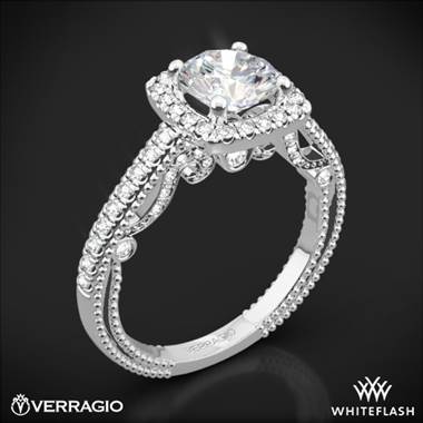 Platinum Verragio INS-7061CU Beaded Halo Diamond Engagement Ring
