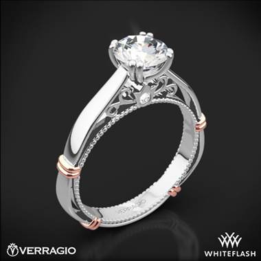 Platinum Verragio Parisian D-120 Solitaire Engagement Ring with Rose Gold Wraps