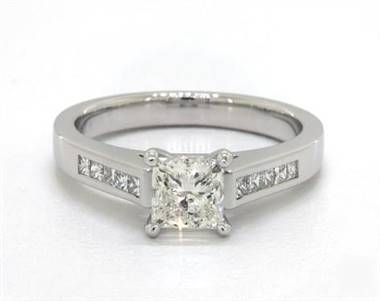 Princess Channel Set .25ctw Engagement Ring in 18K White Gold 2.60mm Width Band (Setting Price)