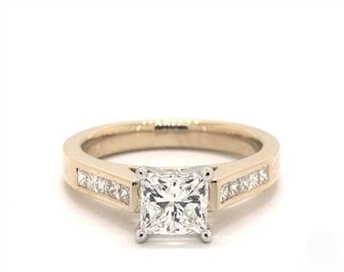 Princess Channel Set .25ctw Engagement Ring in 18K Yellow Gold 2.60mm Width Band (Setting Price)