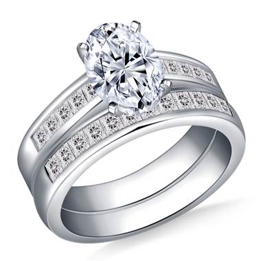 Princess Channel Set Diamond Ring with Matching Band in Platinum (1 1/10 cttw.)
