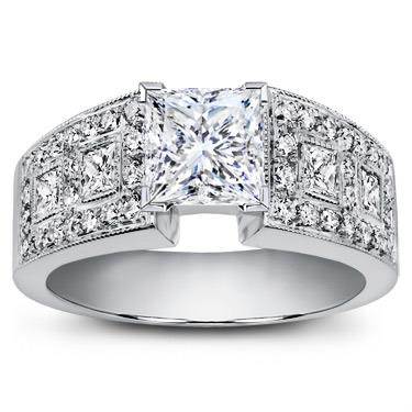 Princess Cut and Pave Engagement Setting