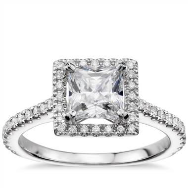 Princess-Cut Floating Halo Diamond Engagement Ring in 14k White Gold (1/3 ct. tw.)