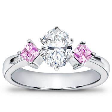 Princess Cut Pink Sapphire Accented Setting