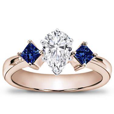 Princess Cut Sapphire Accented Engagement Setting