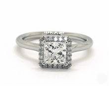 Princess-Halo, Rounded Engagement Ring in 14K White Gold 1.80mm Width Band (Setting Price) | James Allen