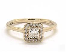 Princess-Halo, Rounded Engagement Ring in 18K Yellow Gold 1.80mm Width Band (Setting Price) | James Allen