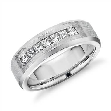 Princess Shape Channel Set Diamond Wedding Ring in 14k White Gold (7 mm, 3/4 ct. tw.)