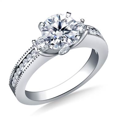 Prong, Channel and Bezel-Set Diamond Ring in 14K White Gold (3/8 cttw)