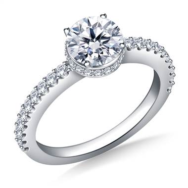 Prong & Pave Set Diamond Ring In Platinum