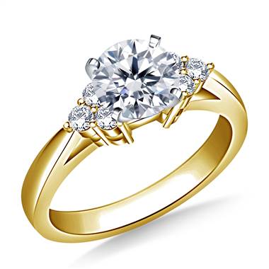 Prong Set Diamond Accent Engagement Ring In 14K Yellow Gold (1/6 cttw.)