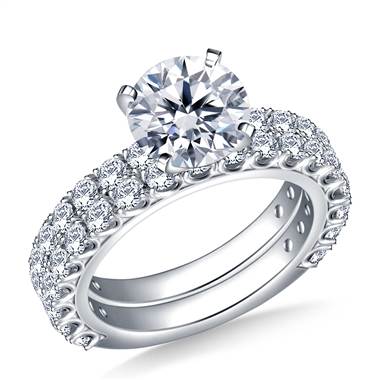 Prong Set Diamond Adorned Ring with Matching Band in 14K White Gold (1 7/8 cttw.)