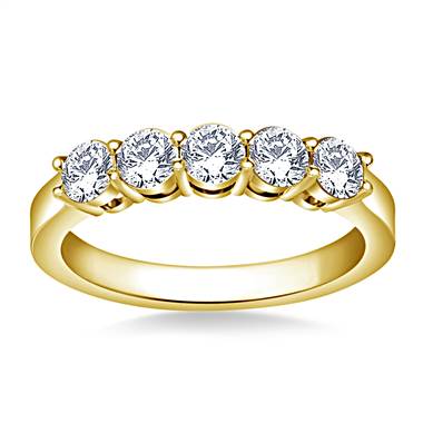 Prong Set Five Stone Round Diamond Band in 14K Yellow Gold (1.00 cttw.)