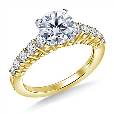 Prong Set Graduated Diamond Engagement Ring in 14K Yellow Gold (3/4 cttw)