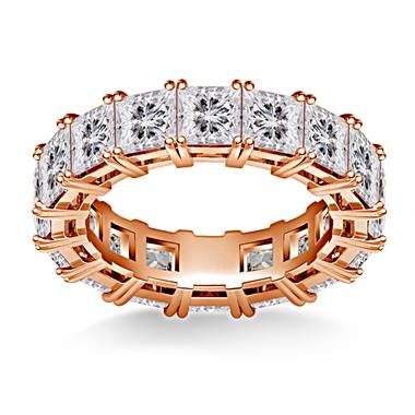 Prong Set Princess Cut Diamond Eternity Ring in 14K Rose Gold (6.40 - 7.60 cttw.)