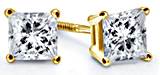 Prong Set Princess Diamond Stud Earrings in 14K Yellow Gold