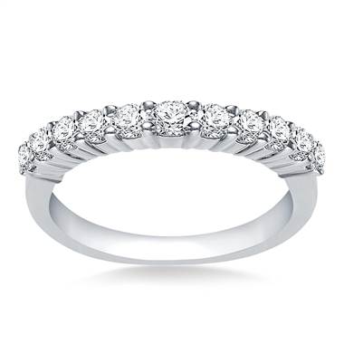 Prong Set Round Diamond Band Crafted In 14K White Gold