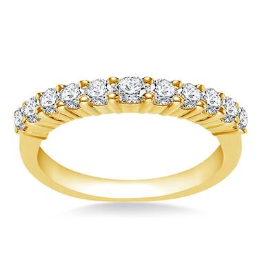 Prong Set Round Diamond Band Crafted In 14K Yellow Gold